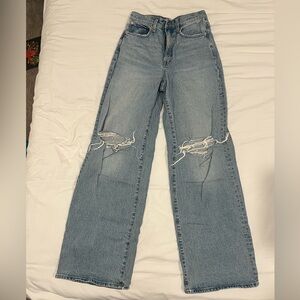 Madewell Light Blue Distressed Wide Leg Jeans